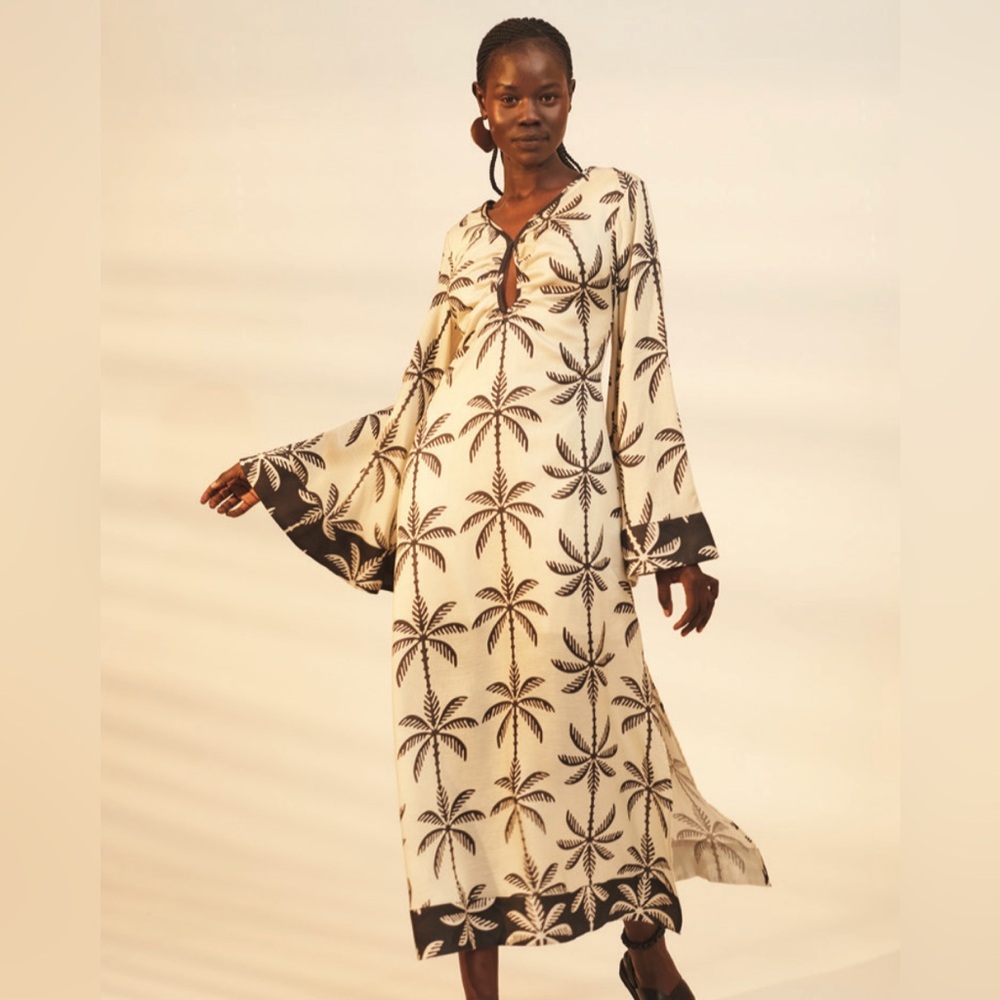 LA MAISE STUDIO Abena Midi Dress | Black White Tropical $289.00, NWT, L